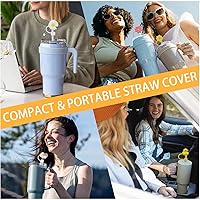 Vista 5 de Straw Cover Cap for Stanley Cup,Straw Topper Compatible for 30&40 Oz Tumbler with Handle,10mm 0.4in Dust-Proof Reusable Straw Tips Lids,Straw Tip