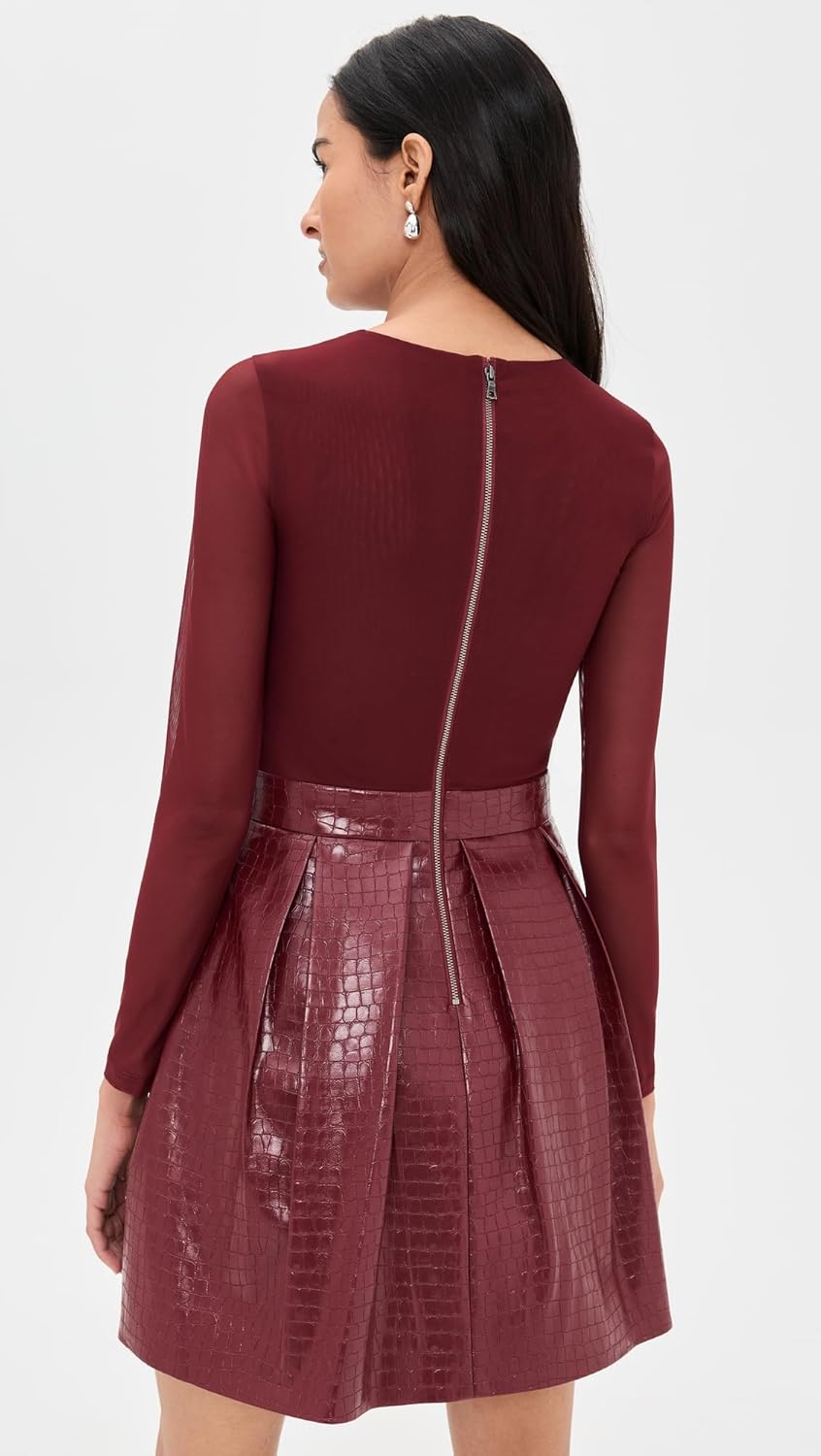 alice + olivia Women's Chara Faux Croc Pleated Party Dress - Image 3