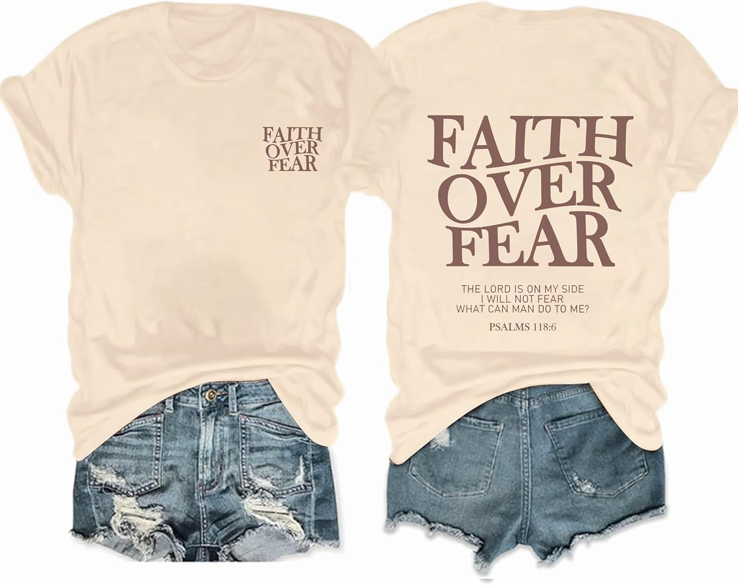 AMWIPE Faith Over Fear Shirt Womens Christian Tshirts Religious Sayings Tees Vintage Bible Verse Inspirational Tee Tops