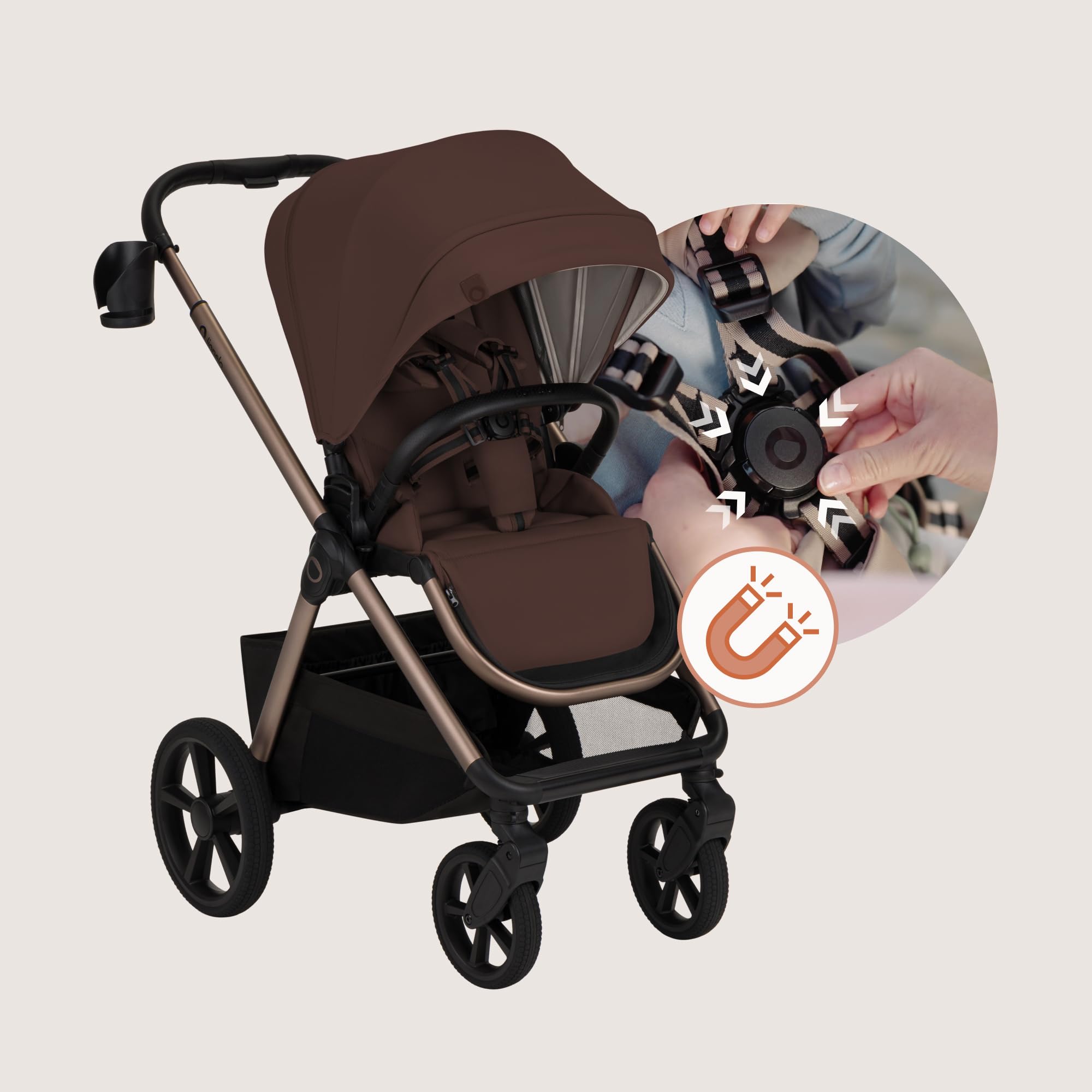 LIONELO Carmine Passeggino Trio 3 in 1 per Bambini 0-4 Anni fino a 22 kg | Sistema Modulare Pieghevole, Navicella Portatile e Seggiolino Auto Ovetto, Ruote GravelTech, Ammortizzazione, Cappottina XXL