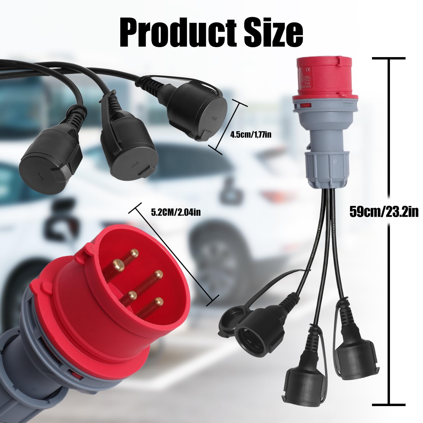 CEE Adaptateur 400V vers 230V x3 Répartiteur Prise Camping Car Adaptateur Triphasé Monophasé avec Couvercle Rabattable Fiche de Contact de Protection