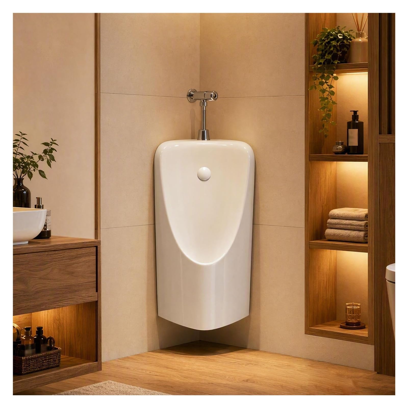 Orinatoio Uomo In Ceramica con Tubo Scarico Lungo WC Angolare