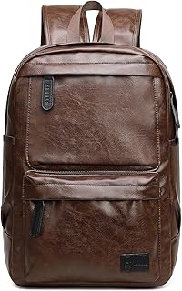 شنطة ظهر كاجوال للاب توب 15.6 بوصة من رحالة الجلد المقاوم للماء، موديل GLD112, بني
