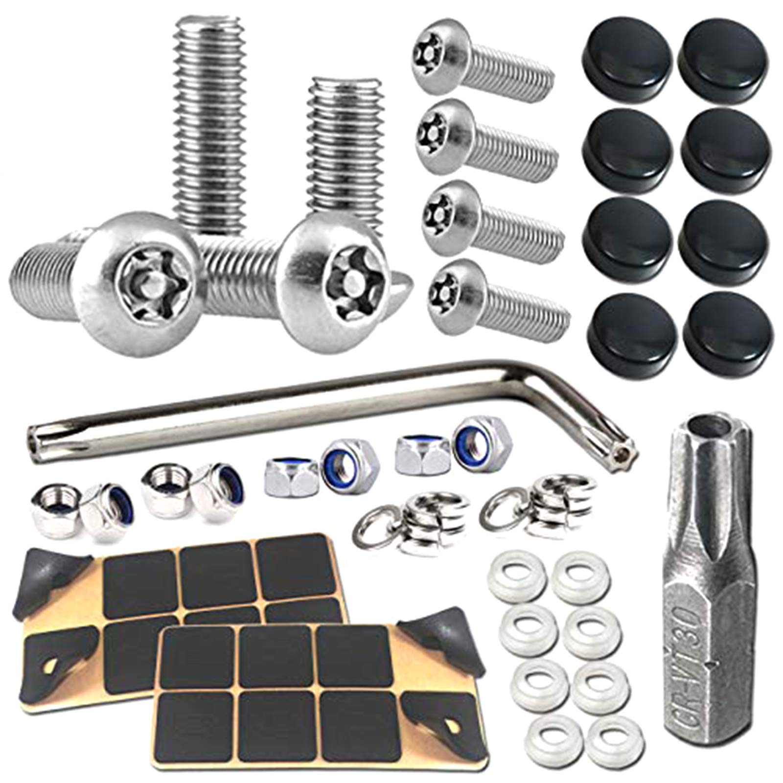 Anti Theft License Plate Screws - Stainless Steel Tamper Resistant License Plate Security Screws License Plate Frame Bolts Fasteners, Black Screw Caps for Car License Plates, Frames and Covers
