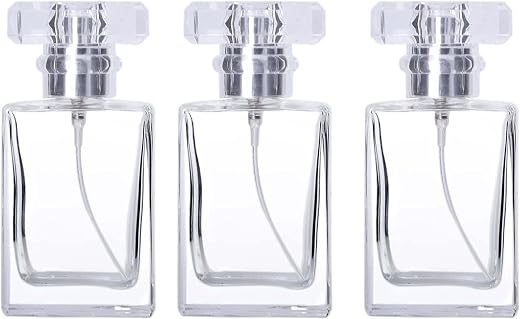 Hunky Dory 3pcs 30ml Empty Clear Glass Delicated Perfume Decant Spray Bottles with Metally Pump and Unique Cap For DIY Per...