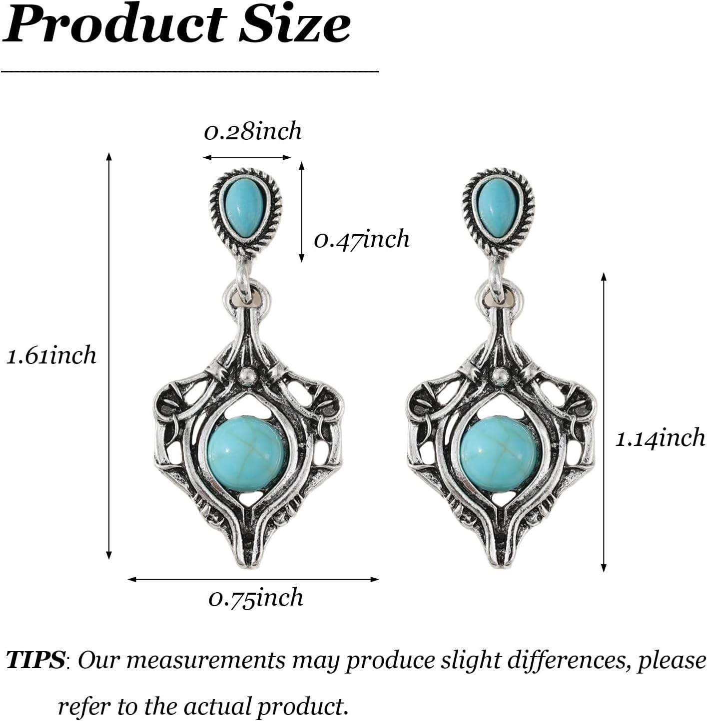 Turquoise Earrings for Women Western Jewelry Country Concert Outfits for Women Cowboy Chic Rodeo Outfit Shirts Dress Accessories - Image 6