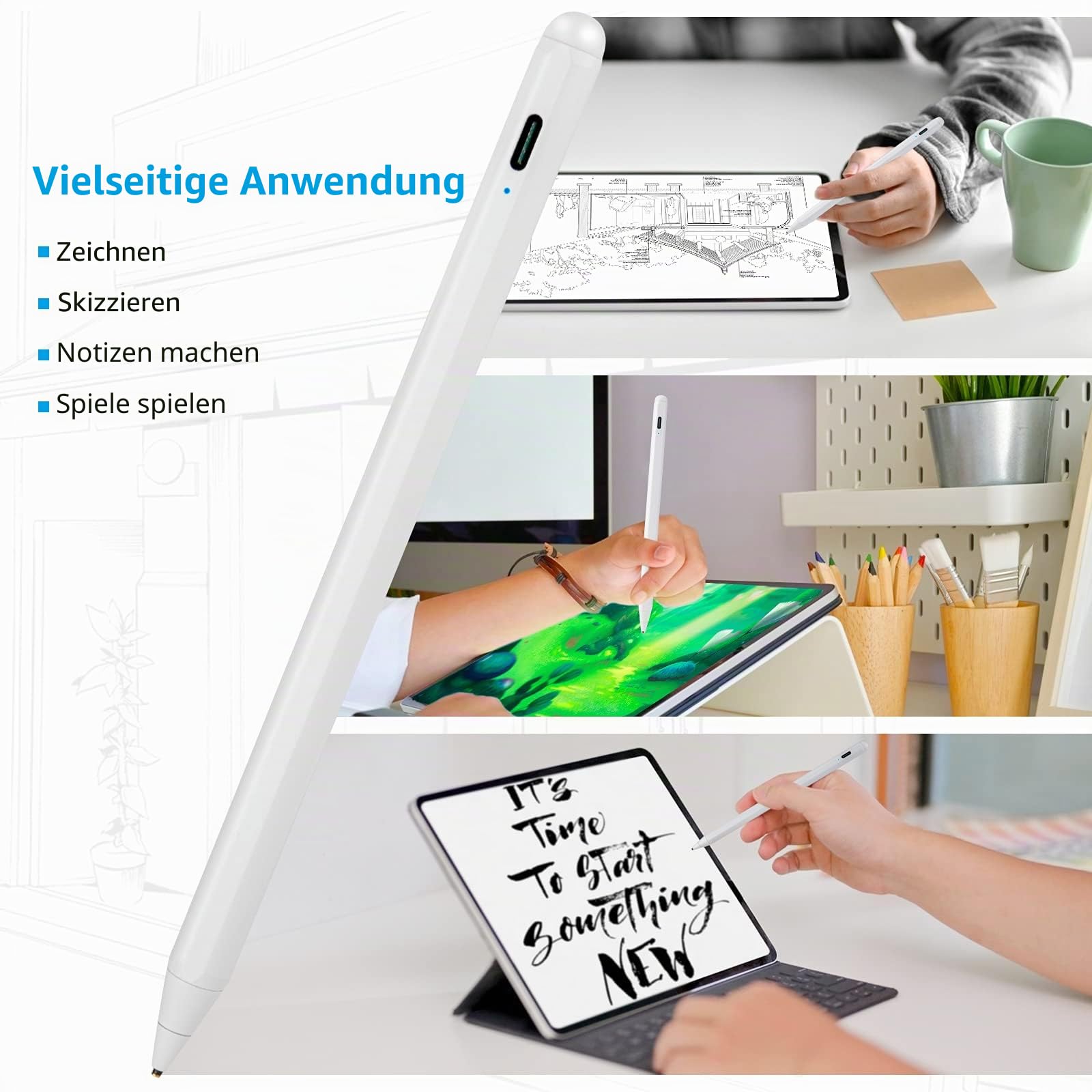 Samsung A7/A8/A9/A11+/A11 Tablet-Stift Stylus, gut zum Zeichnen und Schreiben, Skizzenstift für Samsung A7/A8/A9/A11+ Tablet-Stift Stylus, Weiß