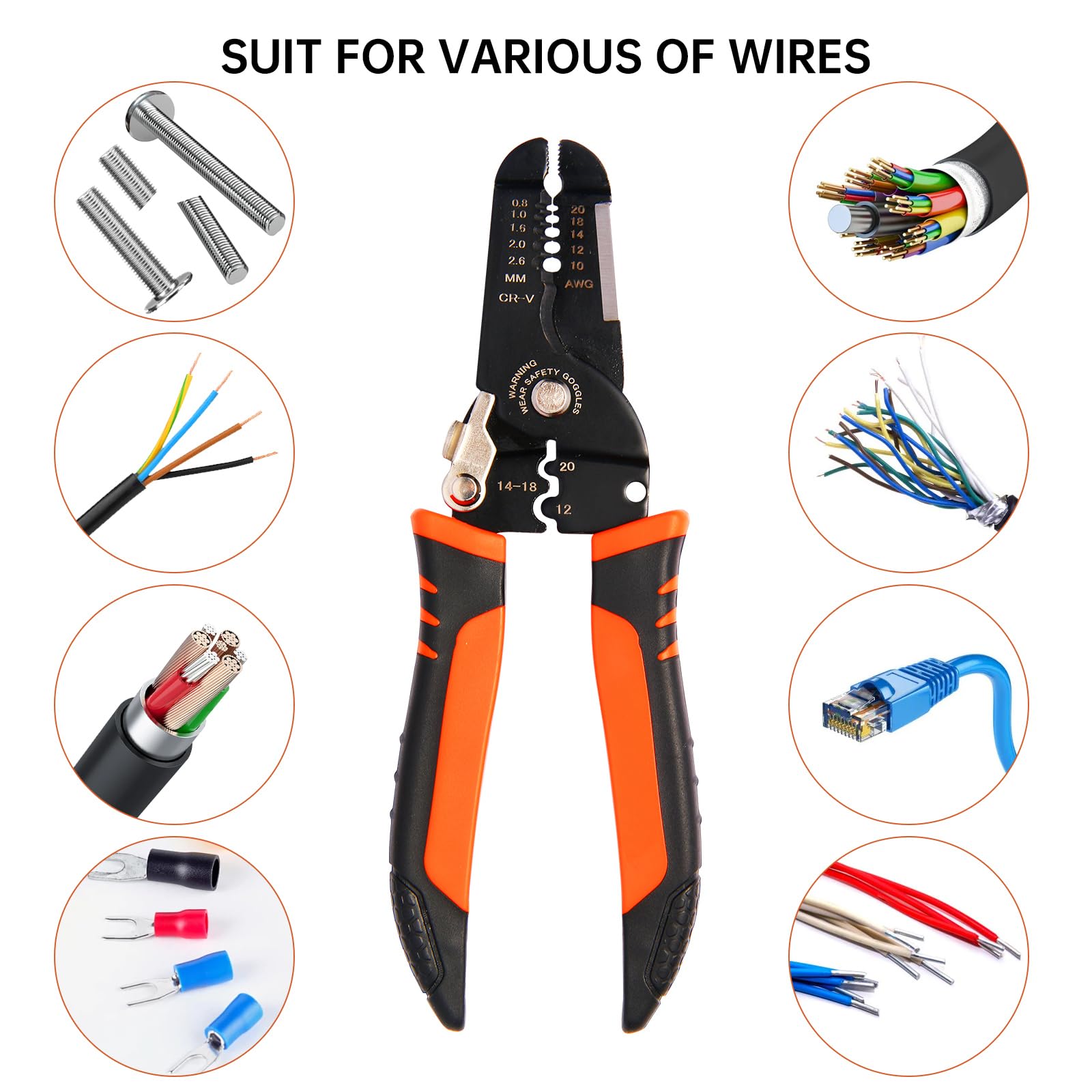 Wire Stripper 3-rd Generation Wire Strippers or Crimping Tool 5-IN-1 Wire Crimper or Cutter 10-20 AWG Electric Wire — view 6
