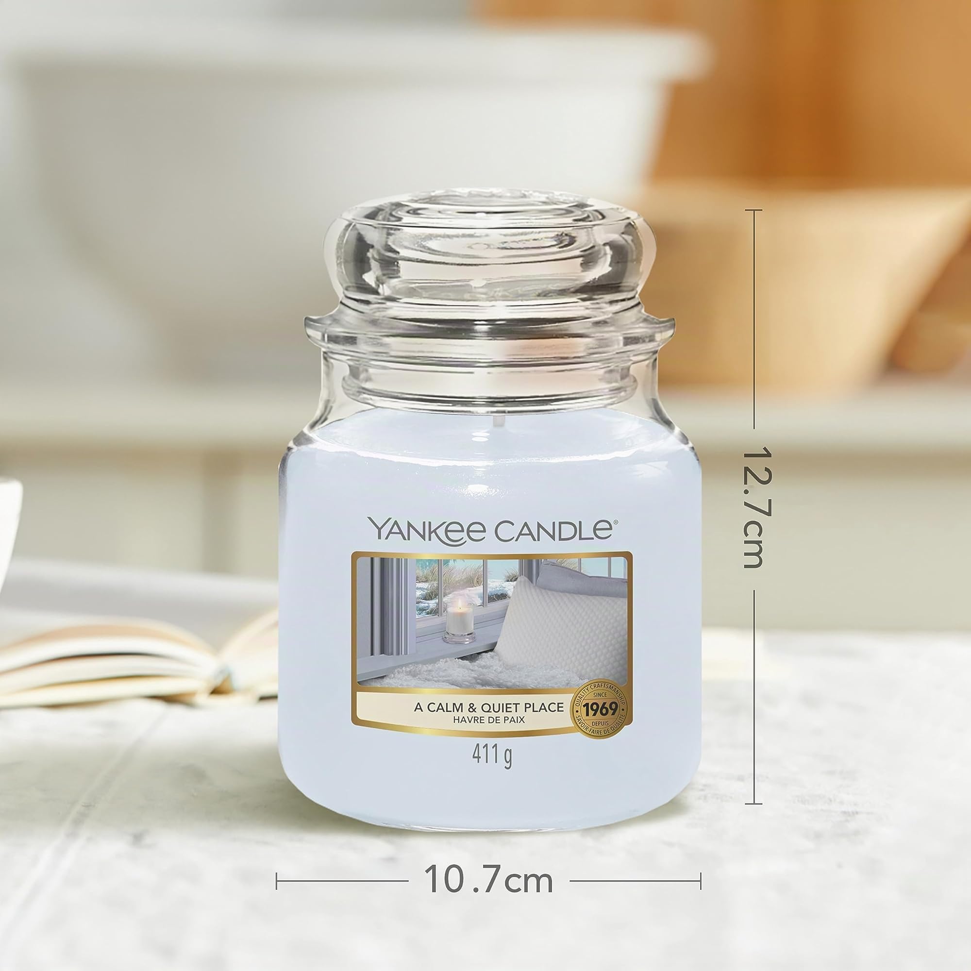 Yankee Candle Candela profumata in giara media | Un posto calmo e tranquillo | Durata Fino a 75 Ore