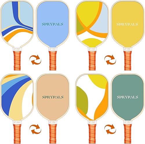 Miniatura 2 de Juego de 4 palas de pickleball de madera prémium con 4 bolas de pickleball para interiores y exteriores y 1 bolsa de transporte, raquetas de