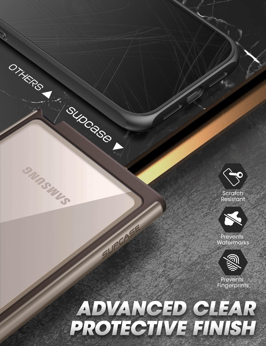 SUPCASE for Samsung Galaxy S23 Ultra Case with Built-in Screen Protector (Edge XT), [Fingerprint Compatible] [Military-Grade Protection] Full-Body Clear Bumber Phone Case for S23 Ultra, Cream