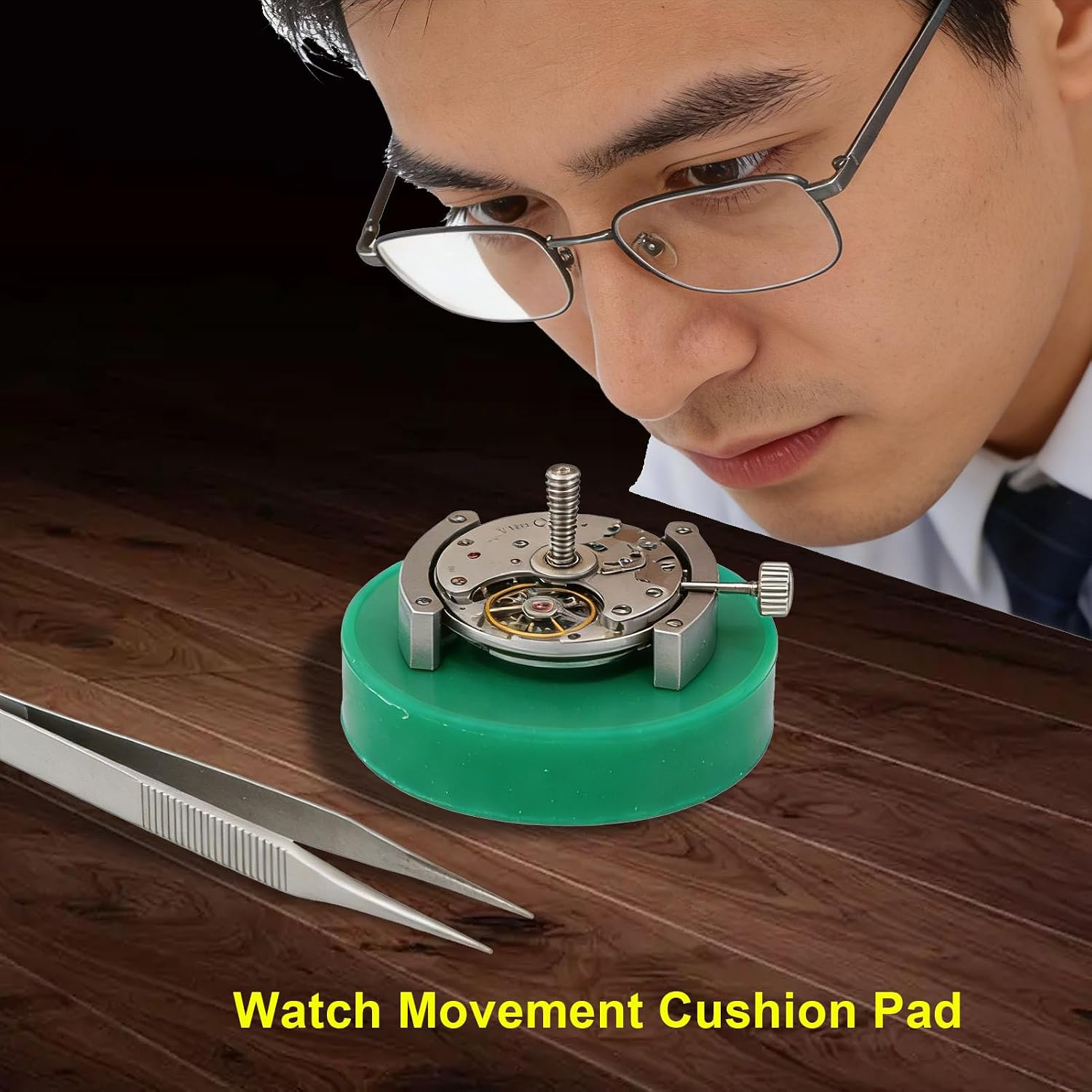 Watch Movement Cushion, 75mm Soft Rubber Non Slip Watch Case Pad Holder with Anti Slip Base, Repair Tool for Repair Maintenance Battery Replacement