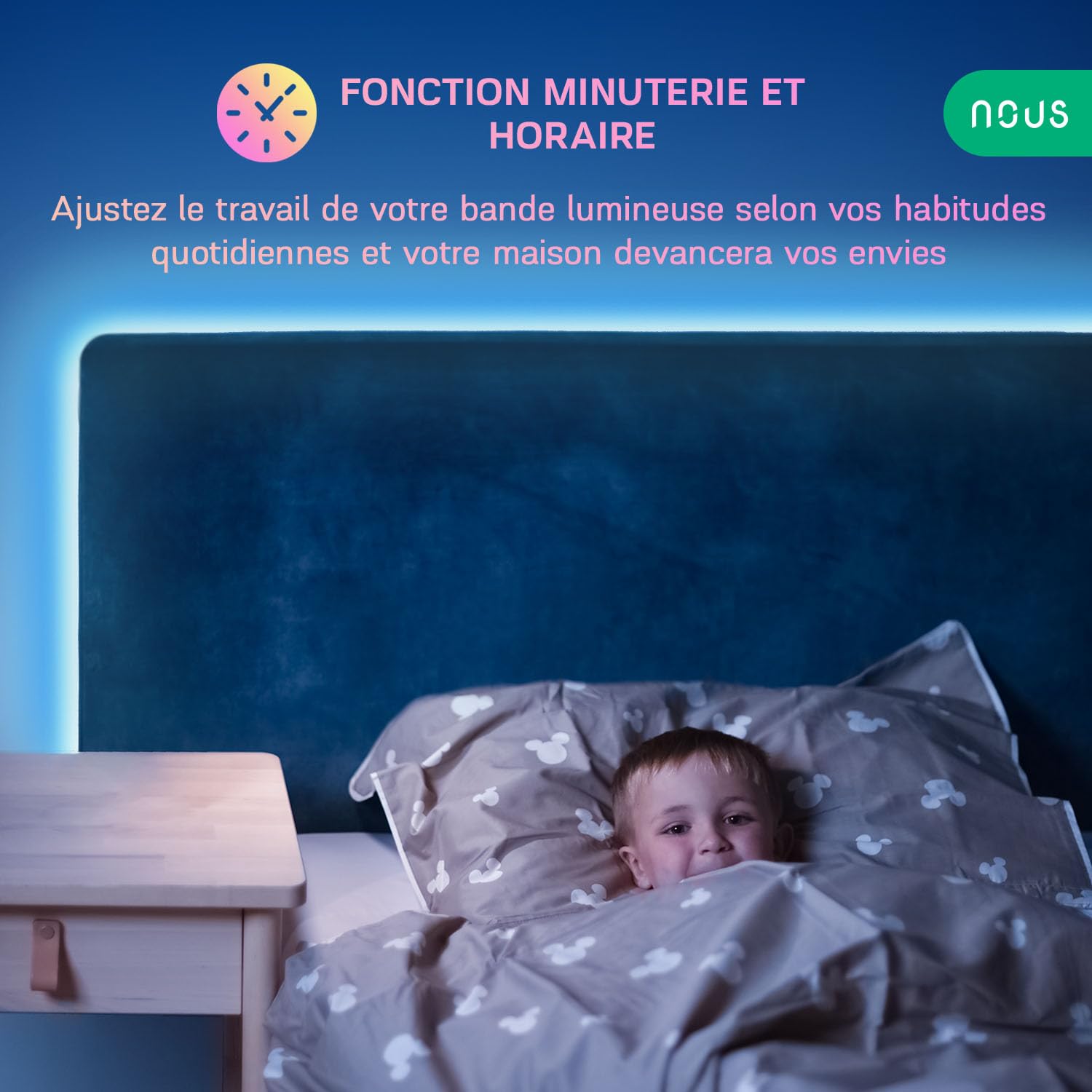 Nous Taśma LED F2 RGB 10 m. Taśmy Wi-Fi; Alexa Google Home kolorowe zakrzywione światła zestaw do telewizora, sypialni, biurka, kuchni, podświetlenia do gier Tuya Smart Life akcesoria do automatyki
