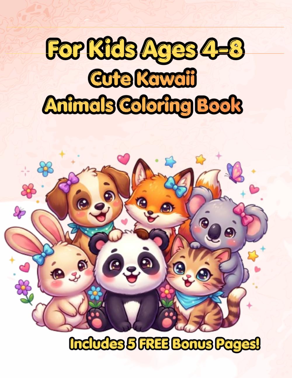 Cute Kawaii Animals Coloring Book for Kids Ages 4–8: Easy and Adorable Chibi Animal Coloring Pages for Kids, Toddlers, and Beginners (Ages 4-8) (Kawaii World Coloring)