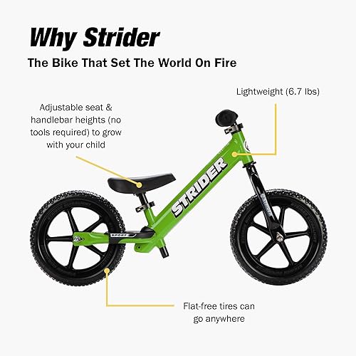 Miniatura 5 de Strider Bicicleta deportiva de 12 pulgadas – Bicicleta de equilibrio sin pedal para niños de 1 a 4 años – Incluye almohadilla de seguridad, asiento