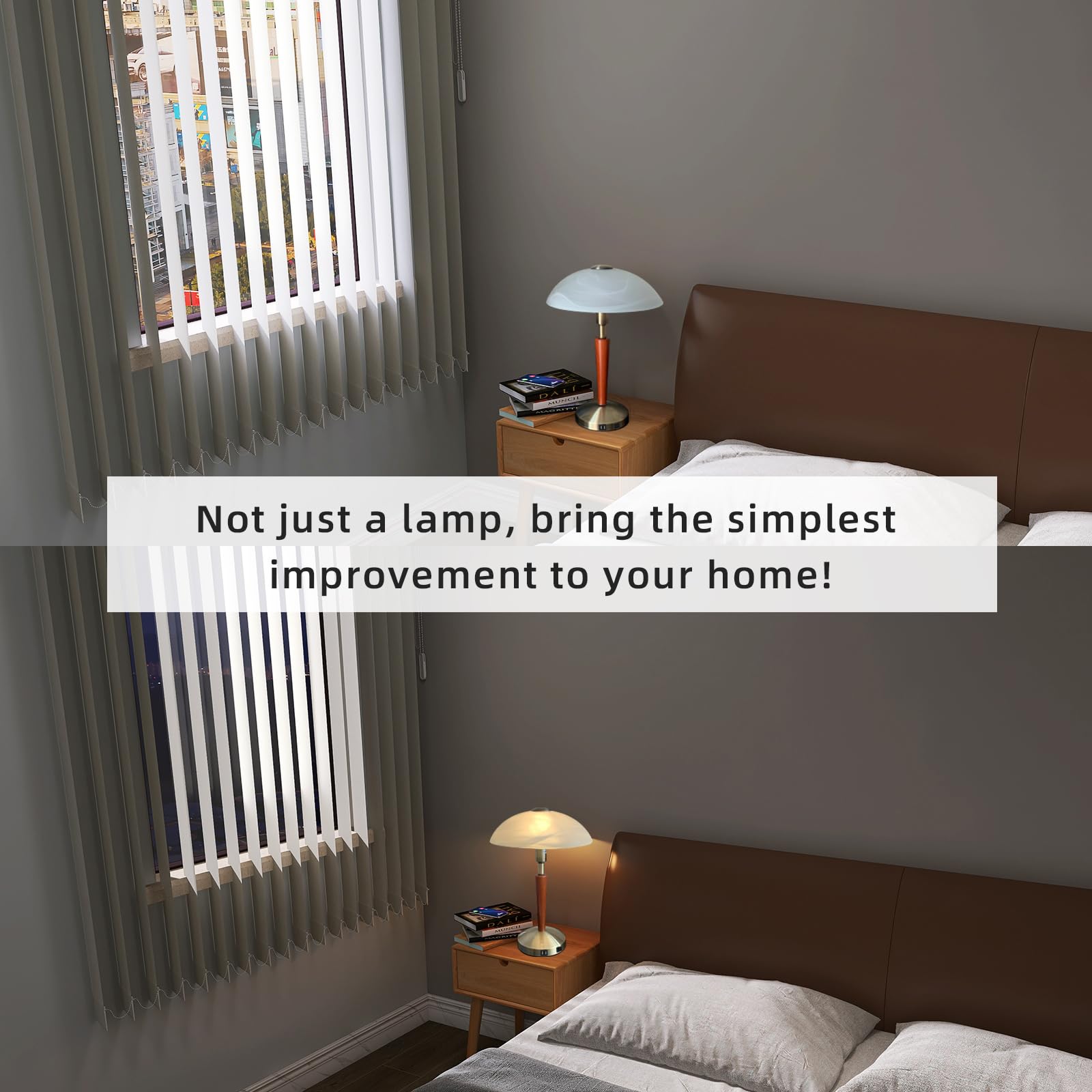 Industrial Touch Control Table Lamps with 2 USB Ports, 3-Way Dimmable Bedside Nightstand Reading Lamps with Glass Shade for Bedroom Living Room Office LED Bulbs Included (Bronze)