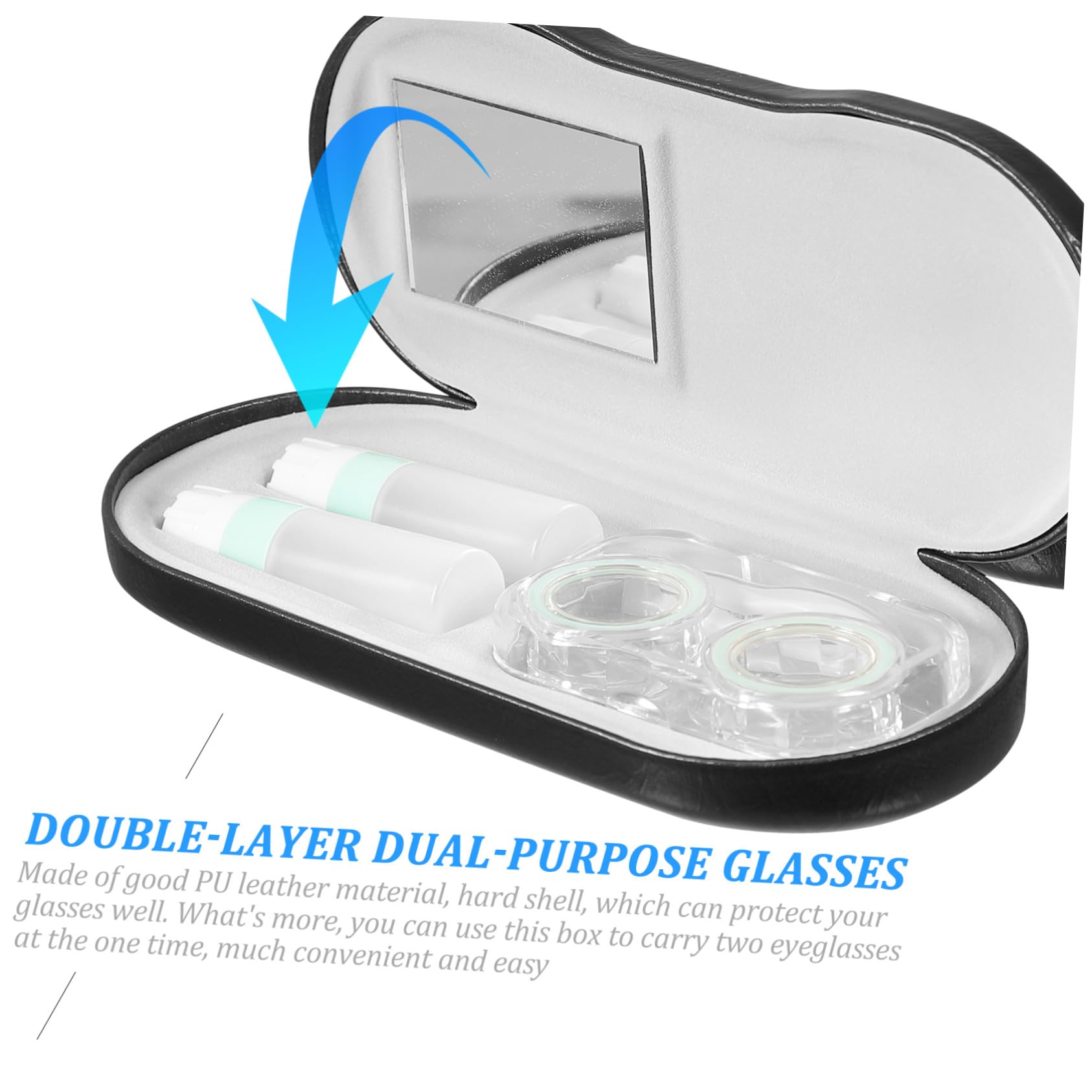 Estuche Doble para Gafas y Lentes de Contacto Funda Rígida Portátil con Accesorios Organizador de Viaje Resistente y para Gafas de Estándar