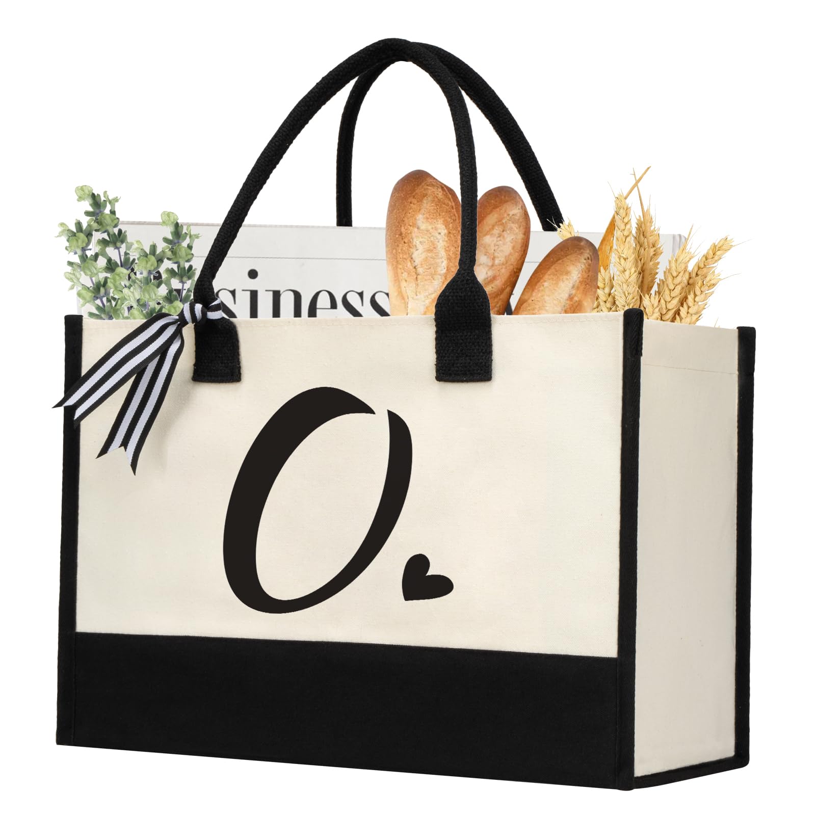 shenee Initial Canvas Tote Bag, Personalized Beach Jute Bag Present for Women Holiday,Friends Birthday Gift,Wedding, New Year