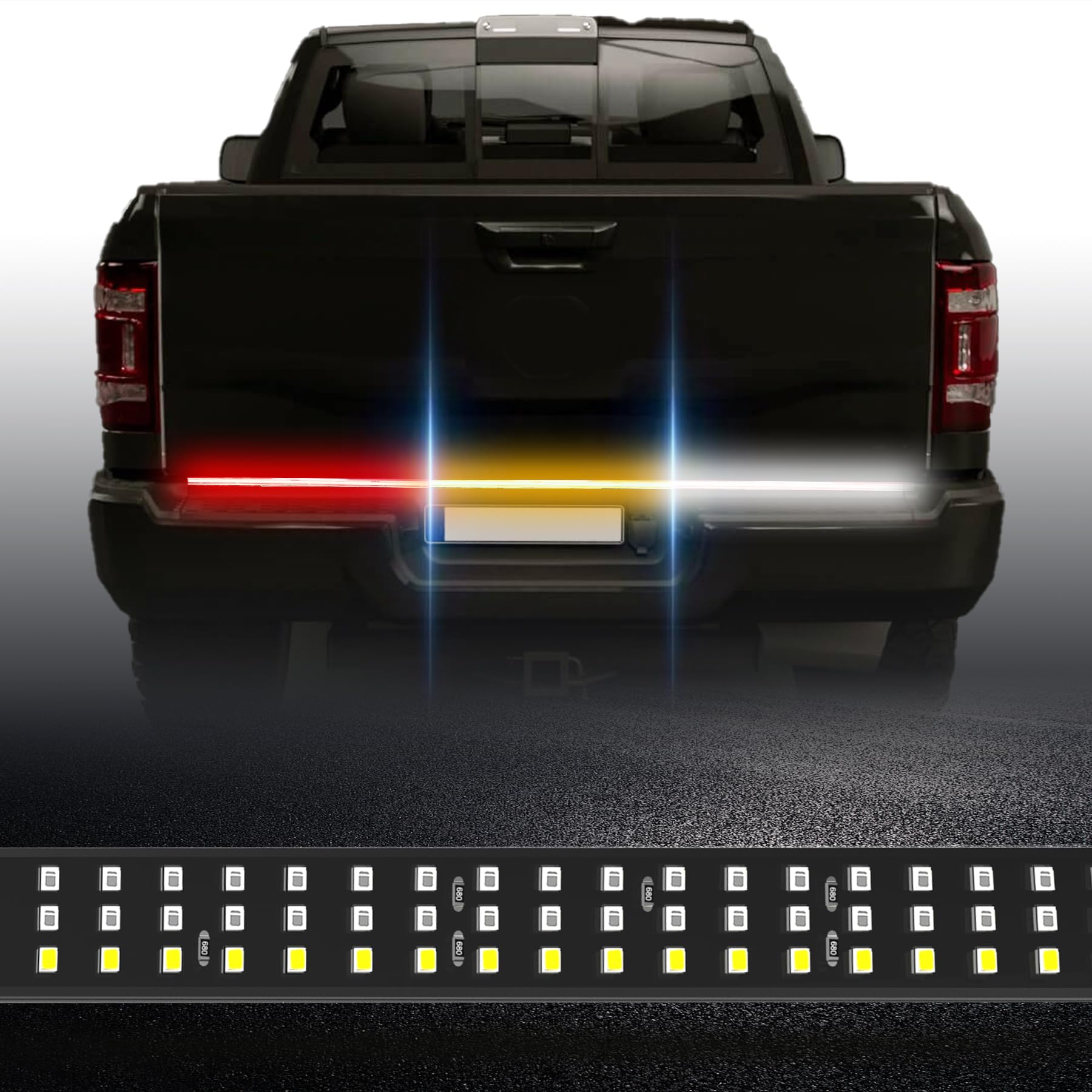 Youstar 60 Inch Tailgate Light Bar Aluminum Frame Triple Row