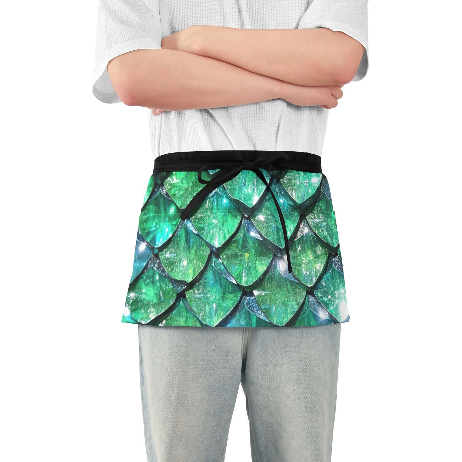 FASHON&FASCIN Server Apron with Pockets Waist Aprons Half Waitress Apron Scale Design for Gardening Restaurant,Multi5