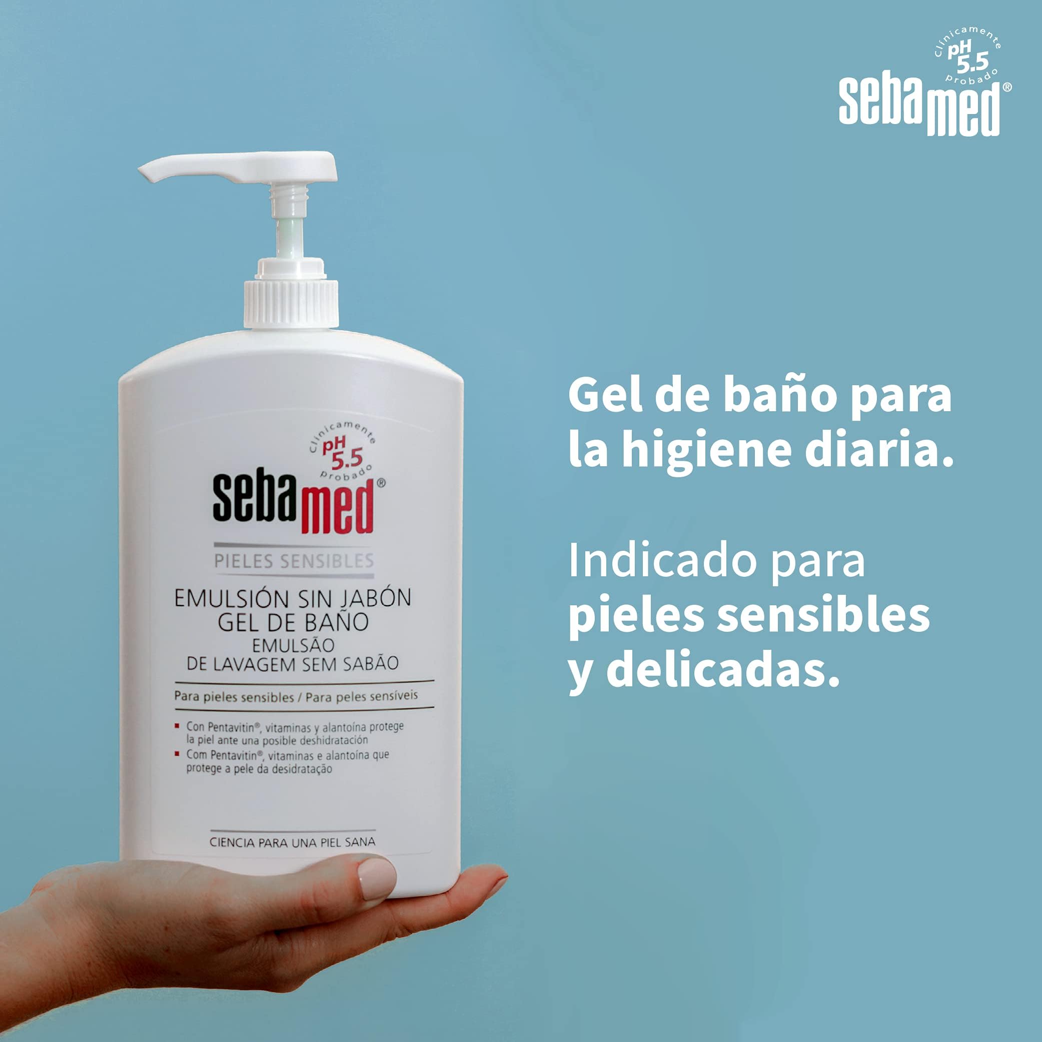 Sebamed Emulsión sin Jabón, Gel de Baño para Pieles Normales y Sensibles, Higiene Diaria