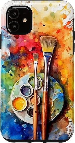iPhone 11 Watercolor Paints Palette And Paintbrush Painter Artists Case