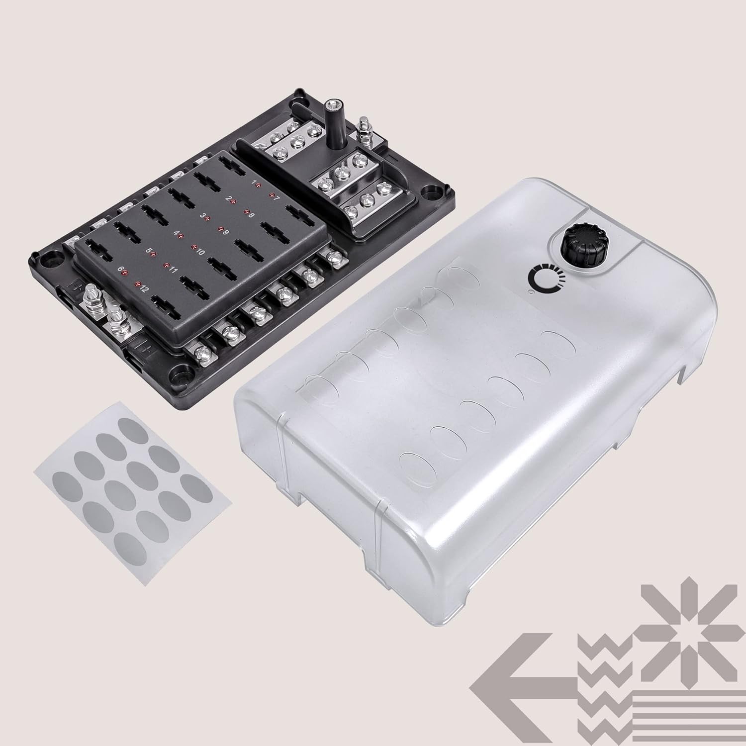 True Mods 10 Way Fuse Block with Ground Negative Bus for Automotive [Dual Positive Inputs] [12V - 32V DC] [200 Amp] [ATC/ATO Fuses] [LED Indicator] [Corrosion Resistant] Auto Marine Fuse Box