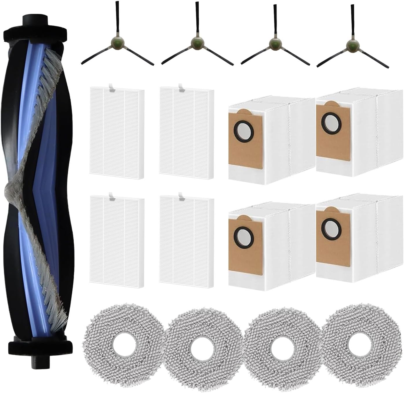 Replacement Parts for Lefant M3 Robot Vacuum Cleaner Accessories kit, 17Pcs 1 Main Brush 4 HEPA Filter 4 Mop Pad 4 Dust Bag 4 Side Brush