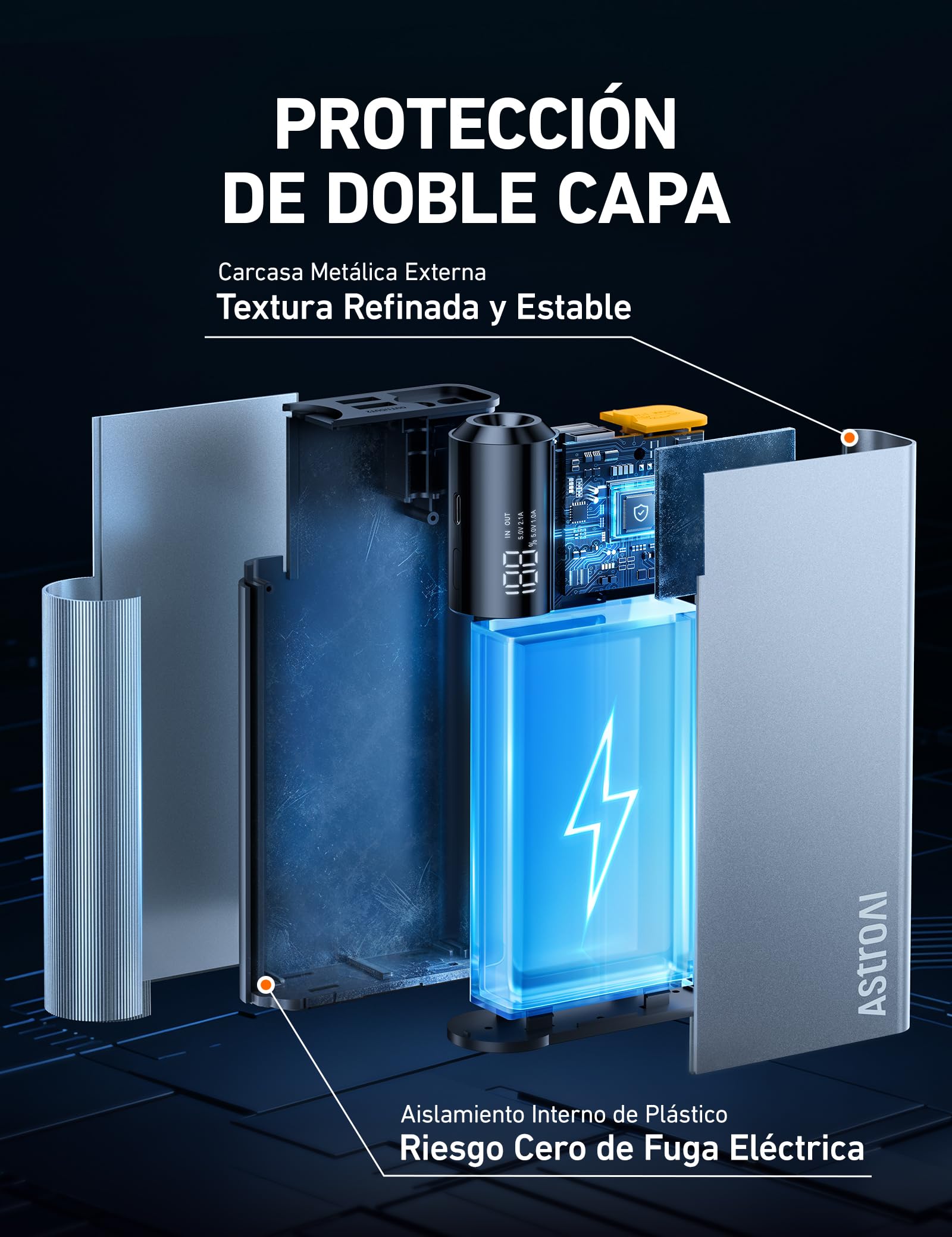 AstroAI Arrancador de Batería de Coche 8000A de Aluminio Ultrarresistente | 3 en 1 Jump Starter Portátil (Todo Gasolina/12L Diésel) con Pantalla LCD, Luz LED Emergencia y Powerbank, Amarillo