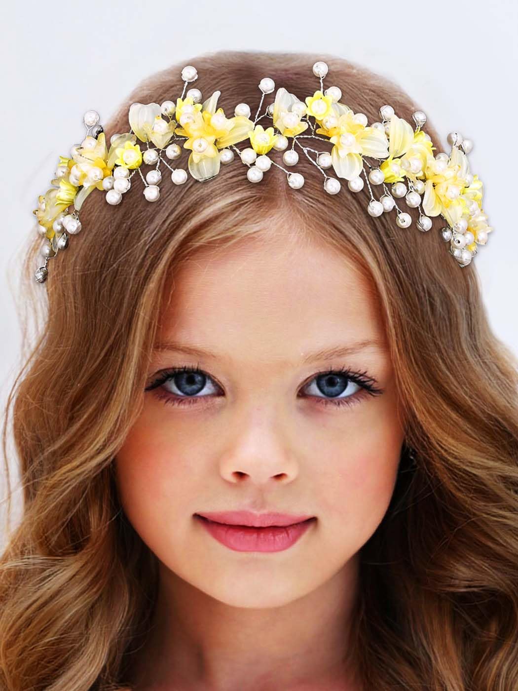 Diadema Floral De Cristal Con Lazo Dorado - Para Princesas, Primera Comunión, Damas De Honor, Tamaño 38 Cm