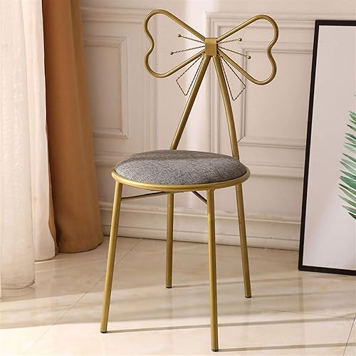 BNSPLY Silla de tocador para sala de maquillaje, silla de maquillaje de terciopelo para tocador con lazo, taburete con almohadilla acolchada suave