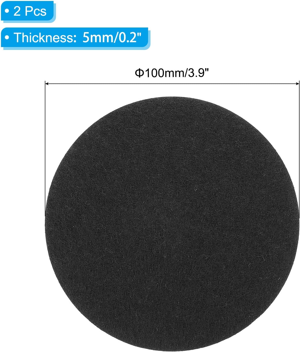 PATIKIL 3.9" Diameter Adhesive Non-Slip Backed Felt, 2 Pcs 5mm Thickness Round Lamp Base Anti-Slip Mat Anti-Scratch Pad for Lamp Bases, Black