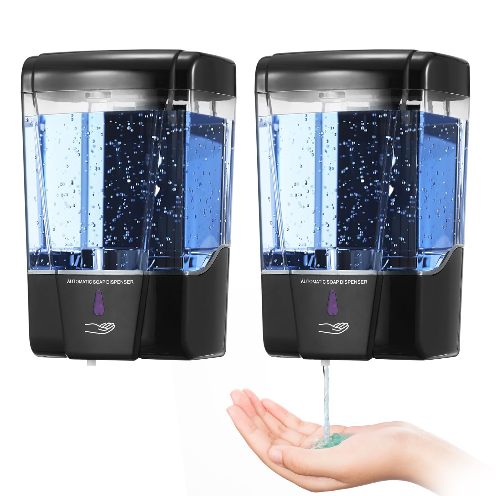 Photo 1 of 2 Pack Automatic Soap Dispenser Touchless,600 ml / 20 oz Commercial Hand Soap Dispenser,Wall Mount Hand sanitizer Dispenser for Bathroom Offices Home Kitchen Hotel?Black?