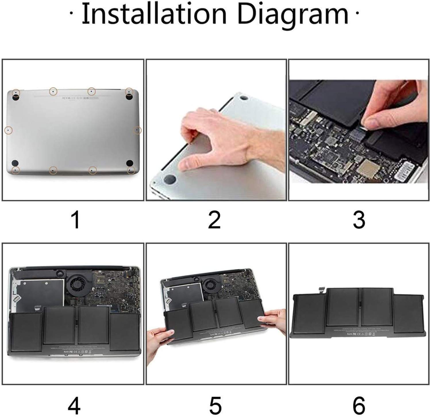Akku passend für A1496 für MacBook Air 13.3 A1466 2013, Li-Polymer, 7