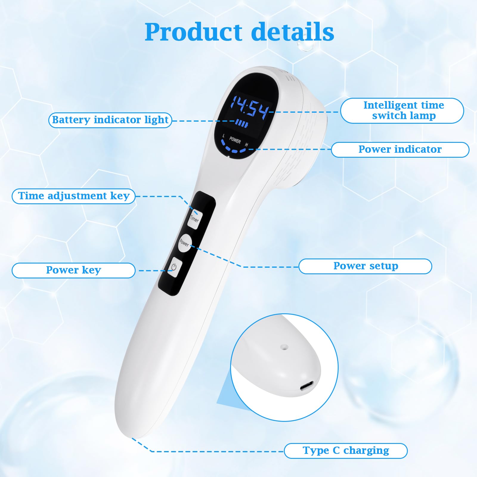 Dispositivo portátil terapia luz roja, Terapia Luz Roja para Rostro Cuerpo, dispositivo de terapia de luz roja infrarroja cercana de 650 nm y 880 nm, con luz roja una pantalla LED y gafas protectoras