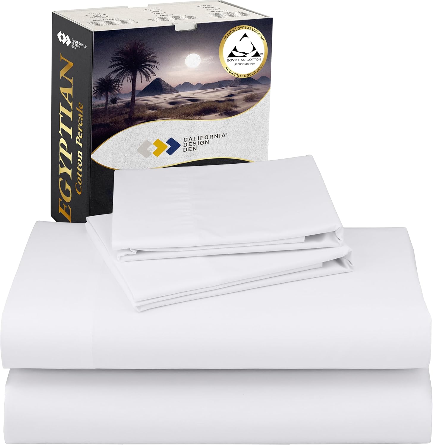 California Design Den Certified 100% Egyptian Cotton Queen Sheets Set - Lightweight & Crisp Percale Sheets Queen Deep Pocket Set, Durable Luxury Bedding - Ivory - Thumbnail 2