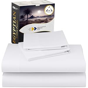 California Design Den Certified 100 Egyptian Cotton Full Size Sheets Set - Lightweight Crisp Percale Cotton Sheets Full