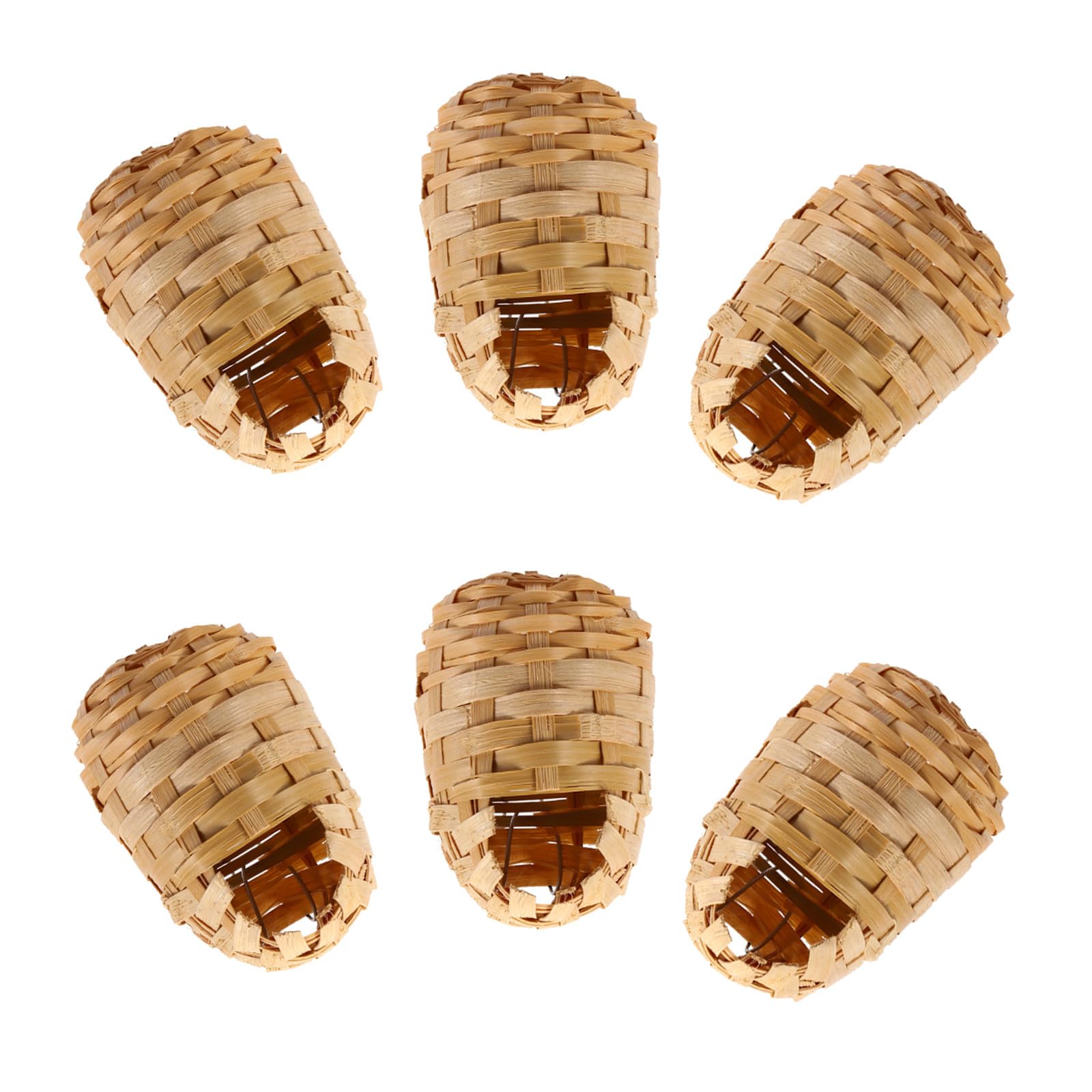 ifundom 6pcs Handwoven Bamboo Bird Nest Box Outdoor Bird Nesting House Strong and Breathable Rustic Style Sheltered Can be Hung a Tree Branch Porch