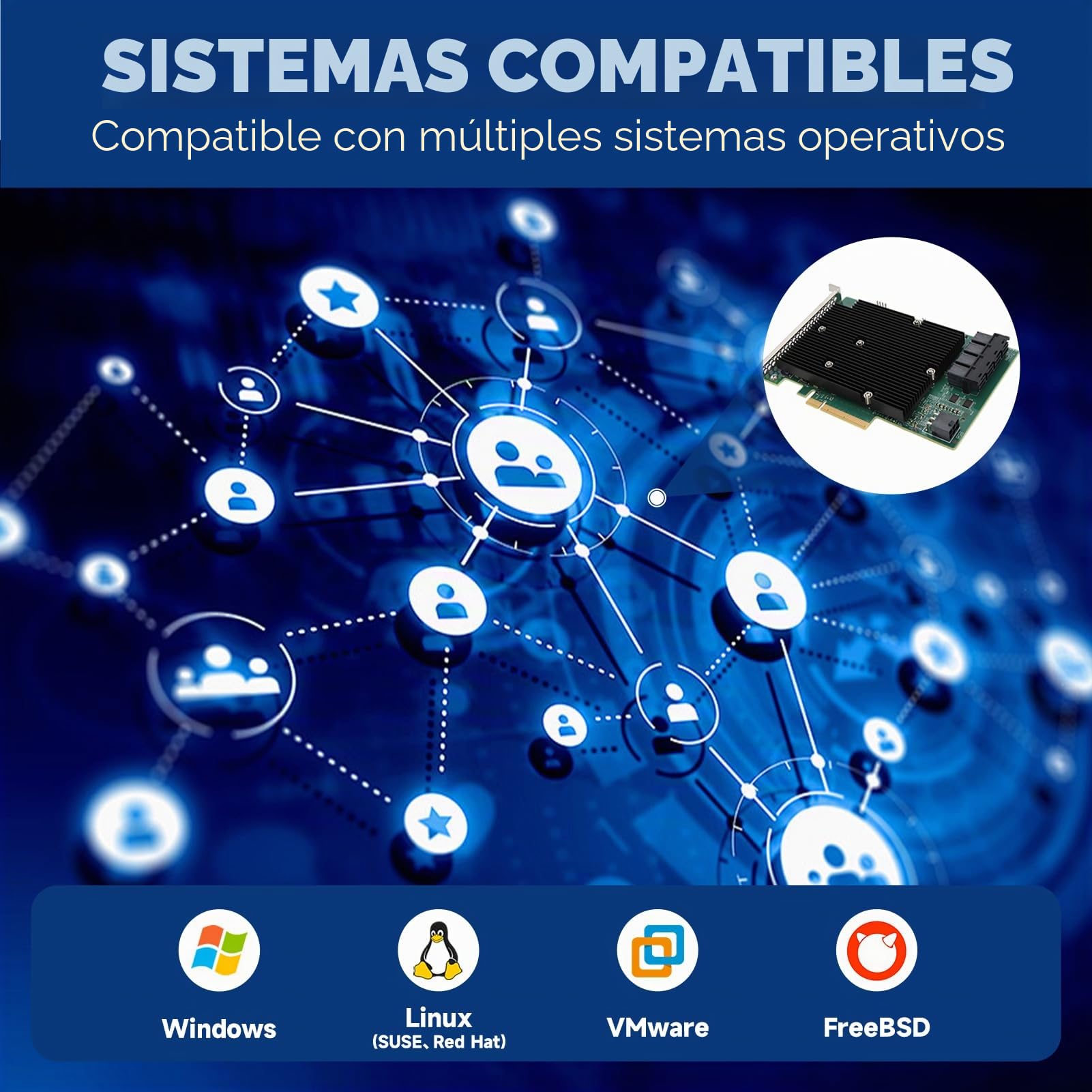 LSI SAS 9300 16I Tarjeta HBA Controladora de 16 Puertos, 12Gb/s con Ranura PCIe, SAS/SATA para Windows, for Linux (for SUSE, for Red Hat), for VMware, for Freebsd