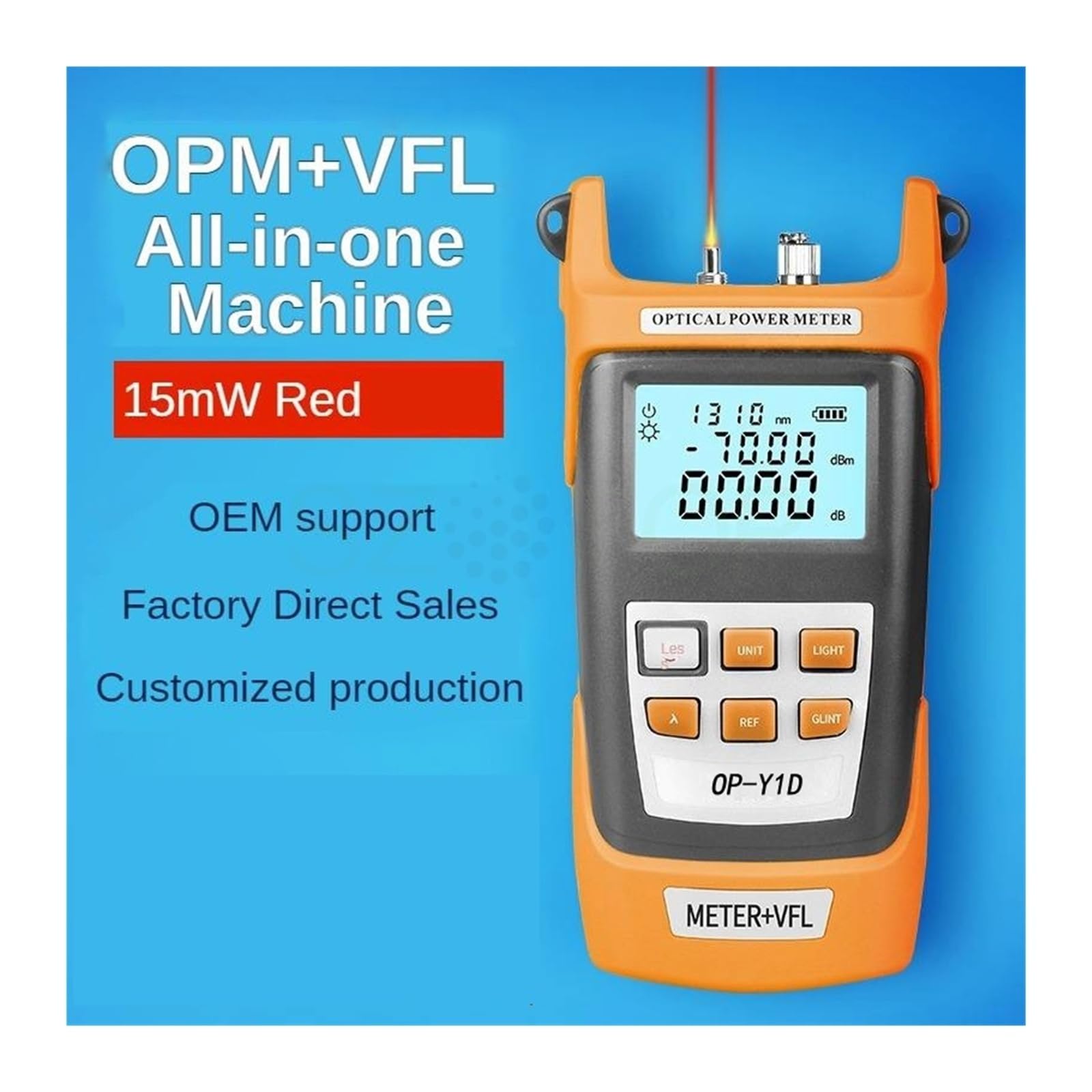 Miernik mocy optycznej, Miernik mocy optycznej -50~+26dbm -70~+10dbm 4 w 1 mierniku 1-15km wizualny lokalizator uszkodzeń Test kabla sieciowego Tester światłowodów(5KM 70 10dbm)