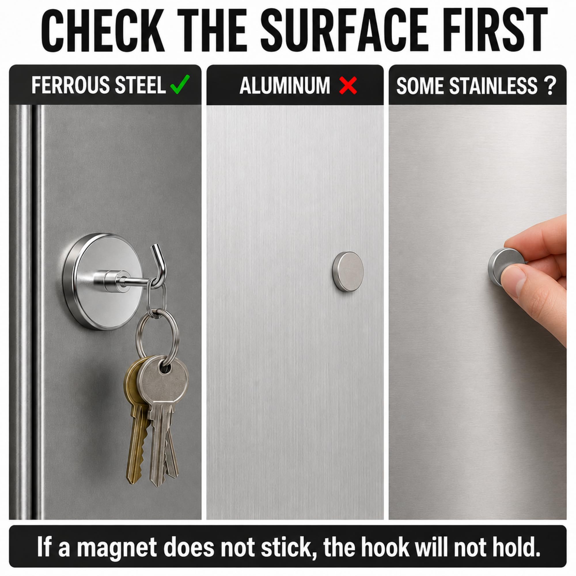 Strong Magnetic Hooks - 2 Pack Chrome -3 Strong Magnetic Hooks - 2 Pack Chrome -3