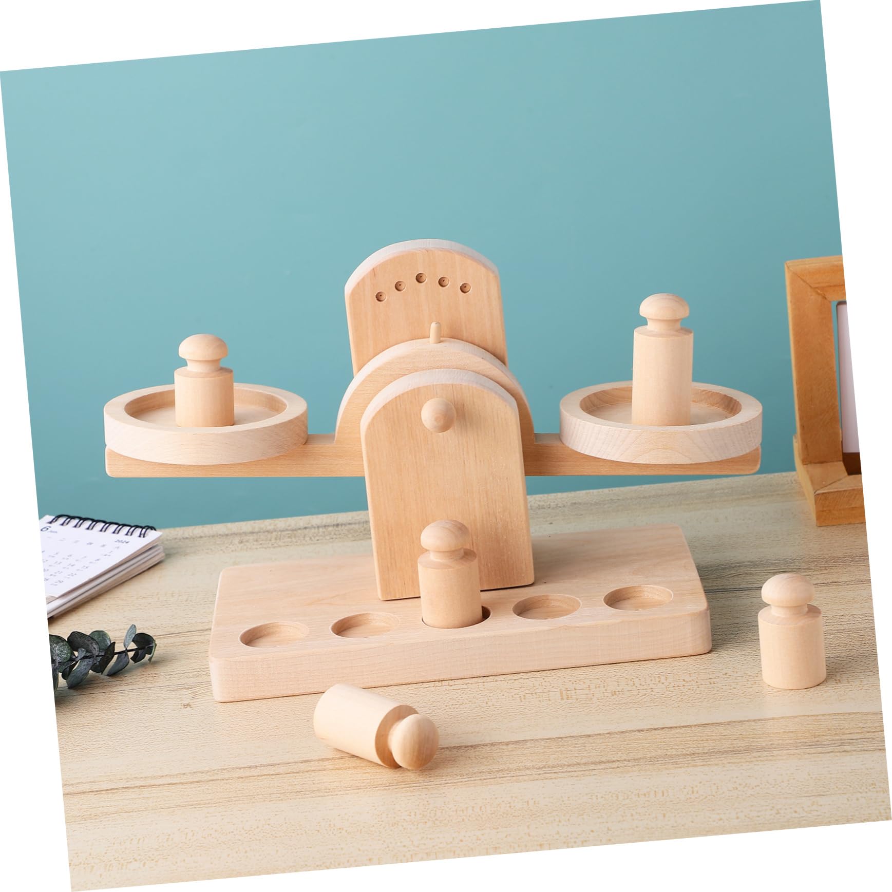 Beaupretty Giocattolo Bilancia in Legno Pesi Colorati, Gioco Educativo per Attività Creative e Giochi di Ruolo, Adatto a Ragazzo Ragazza in Età Prescolare