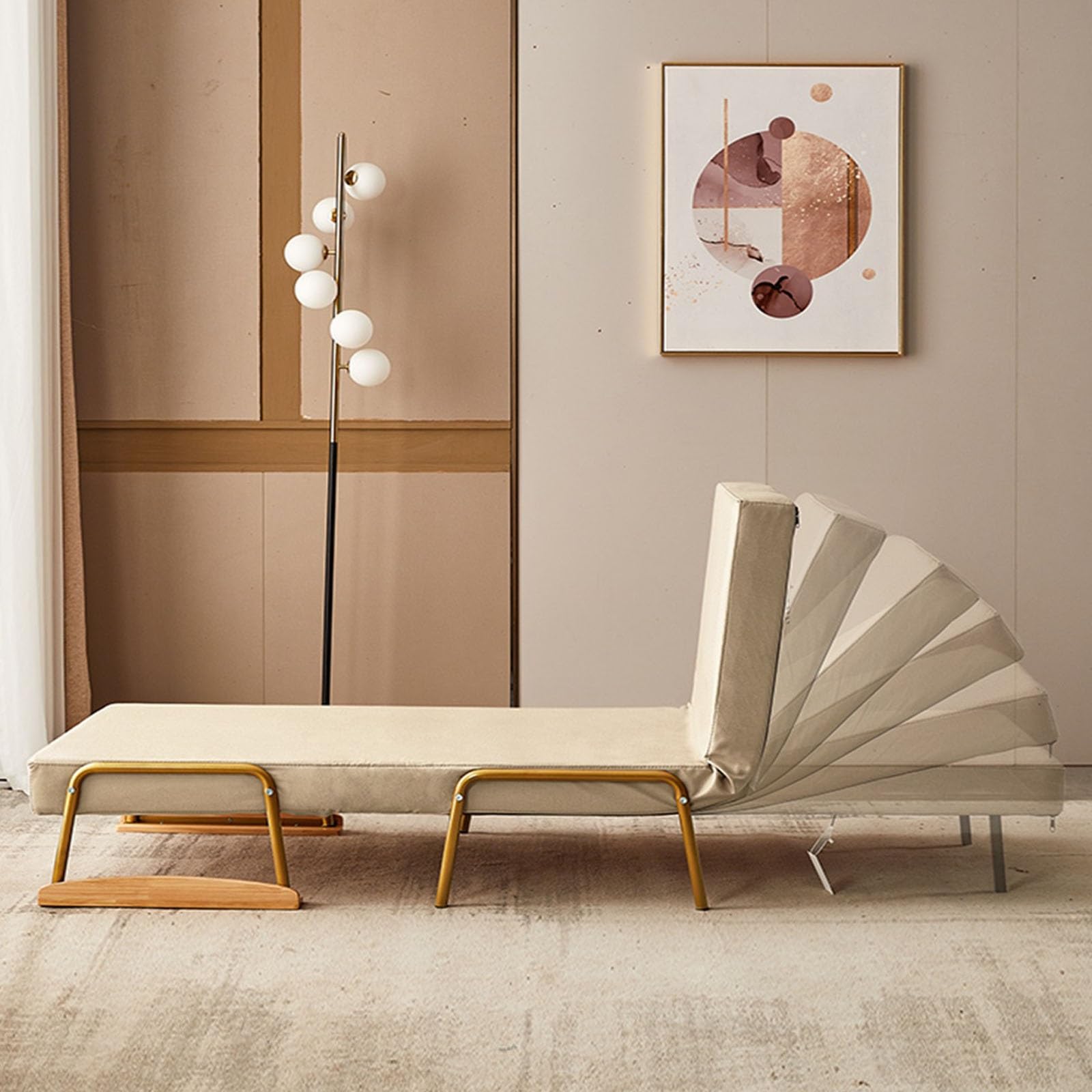 Składane krzesło do spania, rozkładana sofa do spania, regulowana sofa z funkcją spania, nowoczesne krzesło domowe ze sztucznej skóry do salonu/biura domowego/łóżka dla gości / mieszkania / loft na