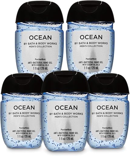 Bath & Body Works PocketBac Hand Sanitizer Gel Ocean For Men 5pc Bundle