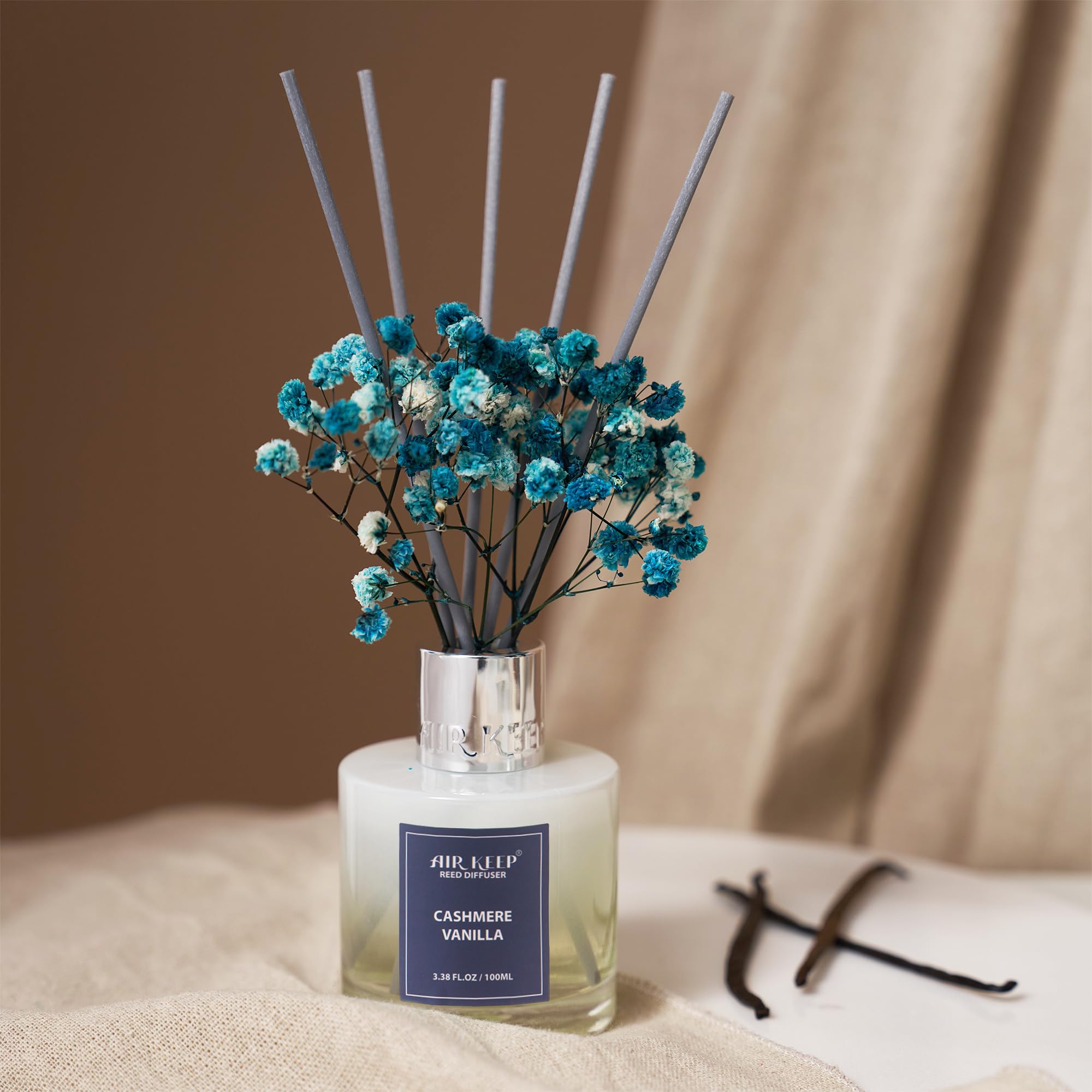 Airkeep Difusor de Aromas Vainilla de Cachemira, Ambientador Hogarcon 8 Varillas Ambientador, Difusor de Fragancia