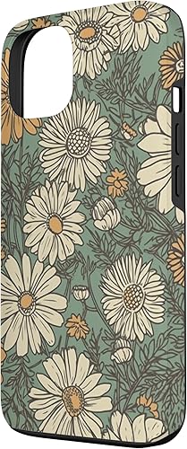Miniatura 2 de Funda para iPhone 13 Retro Aesthetic Sage Green Daisy Floral Pattern
