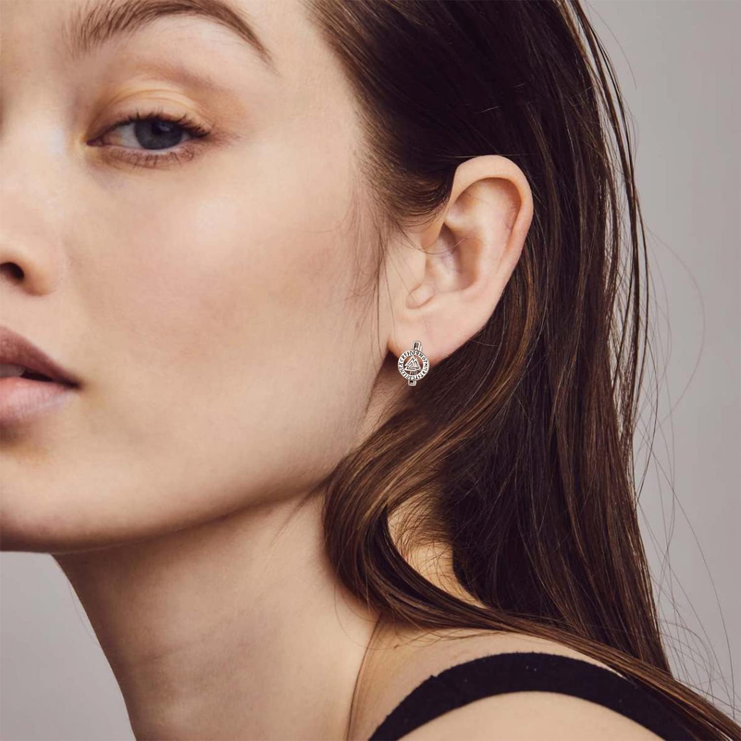 KINGWHYTE Odin Hoop Earrings 925 Sterling Silver Black Huggie Hoop Small Vintage Gothic Punk Rock Earrings for Men Women - Image 8