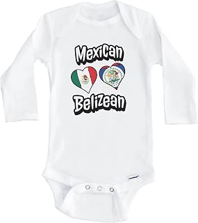 Really Awesome Shirts Mexican Belizean Flag Heart Combo Mexico Belize Baby Bodysuit (Long Sleeve)