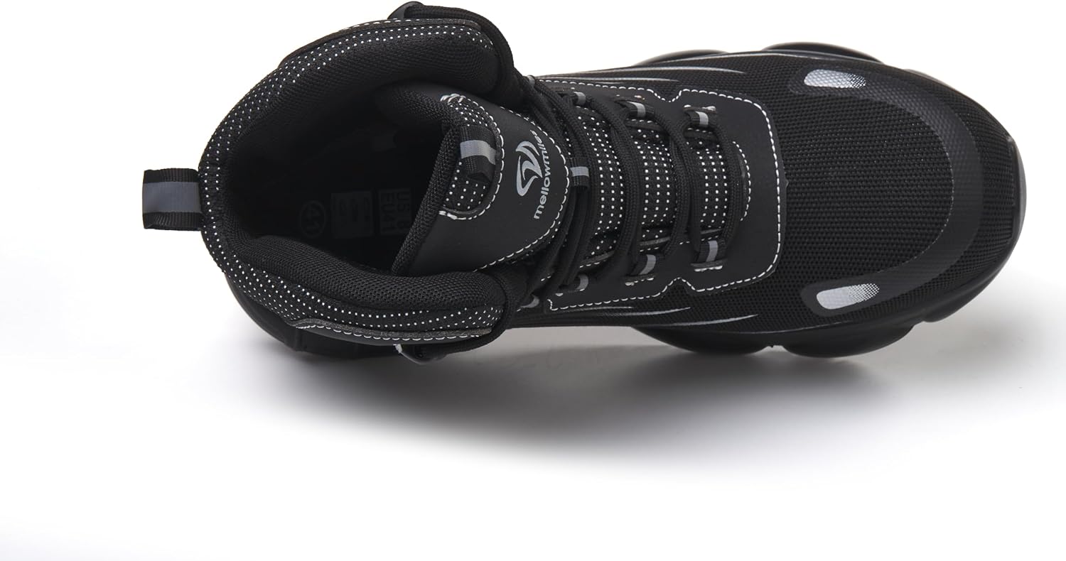 Mellowmiles Steel Toe Work Boots for Men Waterproof Breathable Oil & Slip Resistant Puncture Proof Lightweight Safety Shoes for Construction Warehouse Industrial Outdoor Blue Collar Workers