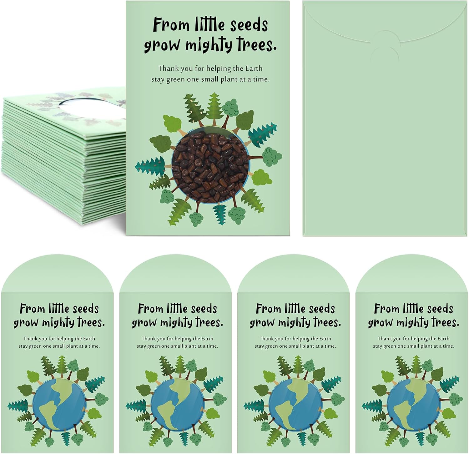 MotiMind 200 Pcs Earth Day Party Favors Seed Envelope Kraft Bag with Window Resealable thicken Seed Storage Packets Envelopes Wildflower Seeds Packets for Earth Day (No Seeds)